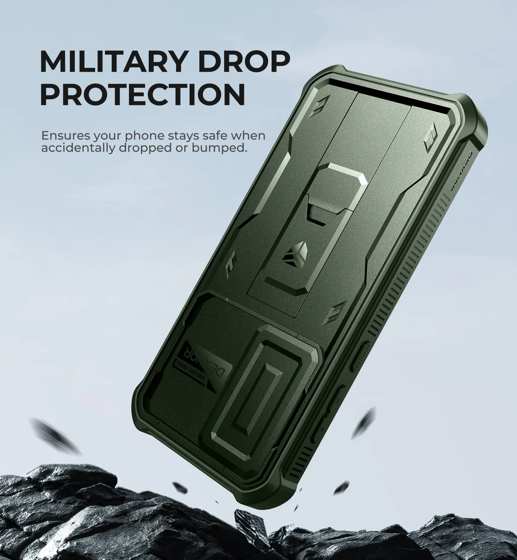 MILITARY DROP PROTECTION
Ensures your phone stays safe when accidentally dropped or bumped. DEXNOR OR $0s DEX BI0 I I