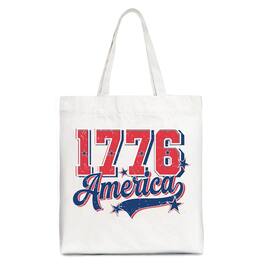 OrnamentallyYou - America Vintage Tote Bag, Patriotic Retro USA Freedom 4th of July Gift Shopper - White