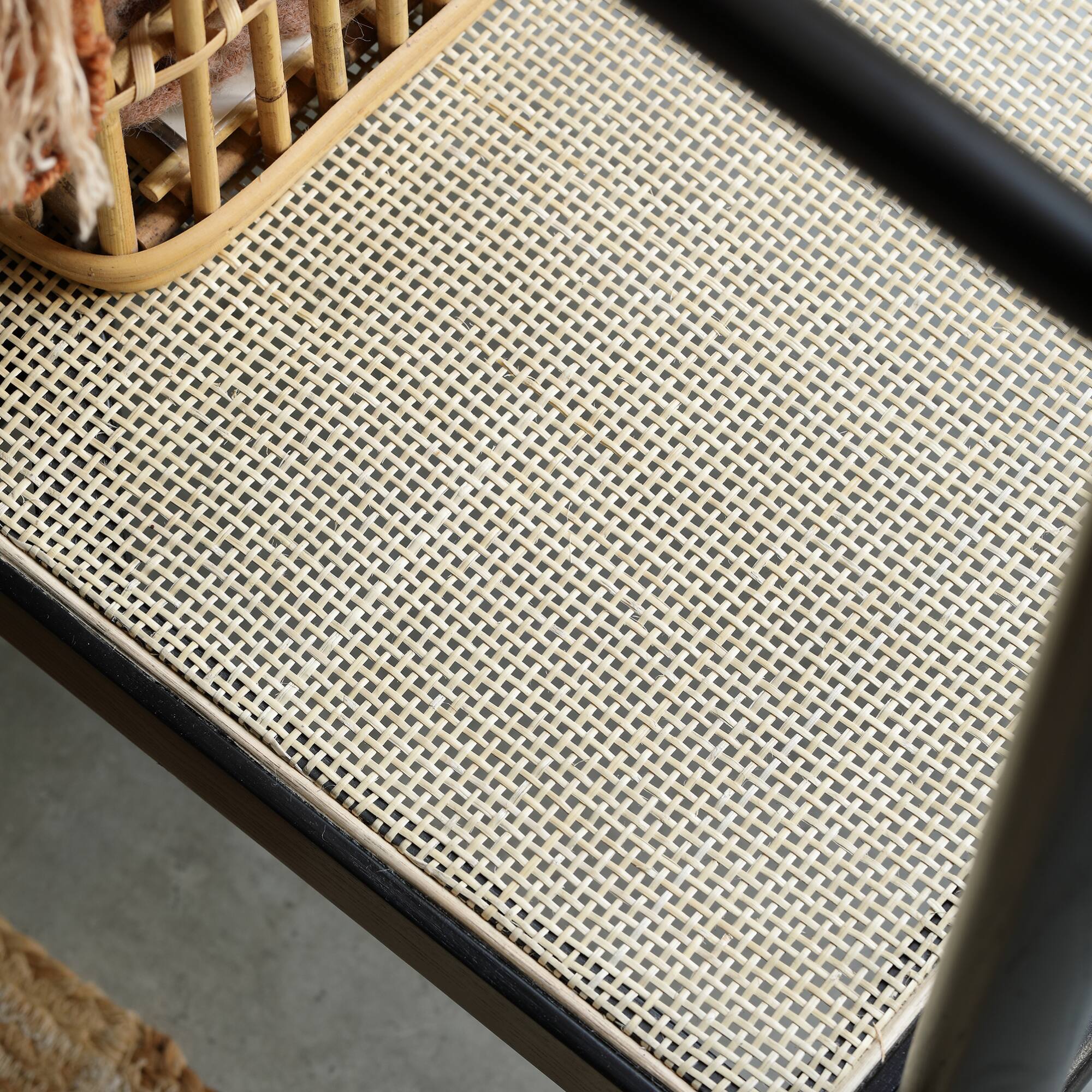 Alt View 2. GOODSILO - Solid Wood Garment Rack with Shelves and Rattan Details, Freestanding Clothes Hanging Storage Organizer - Black.