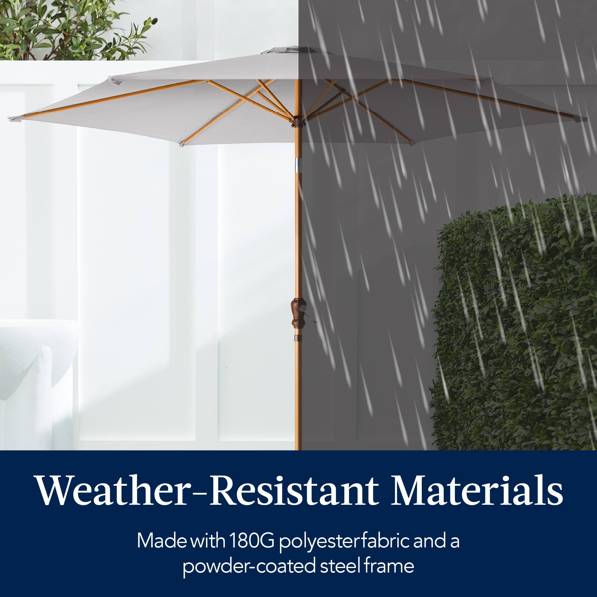 Weather-Resistant Materials Made with 180G polyester fabric and a powder-coated steel frame.