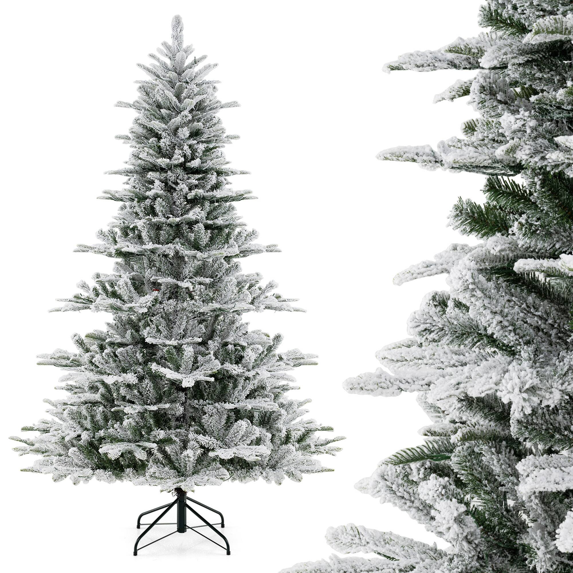 Alt View 9. Costway - Costway 7 FT Snow Flocked Artificial Christmas Tree with 1119 PVC & PE Tips 620 LED Lights - Green,White.