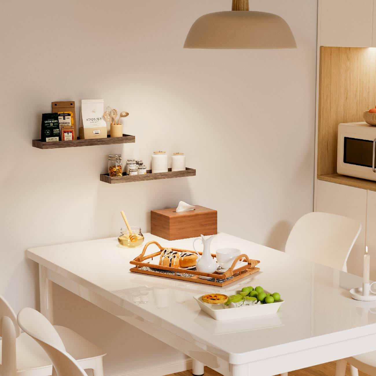 Alt View 6. Mifurn - 2 Pack 16 in Floating Shelves for Wall, Rustic Wooden Wall Shelves with Raised Lip for Bathroom, Bedroom, Kitchen - Walnut-like.