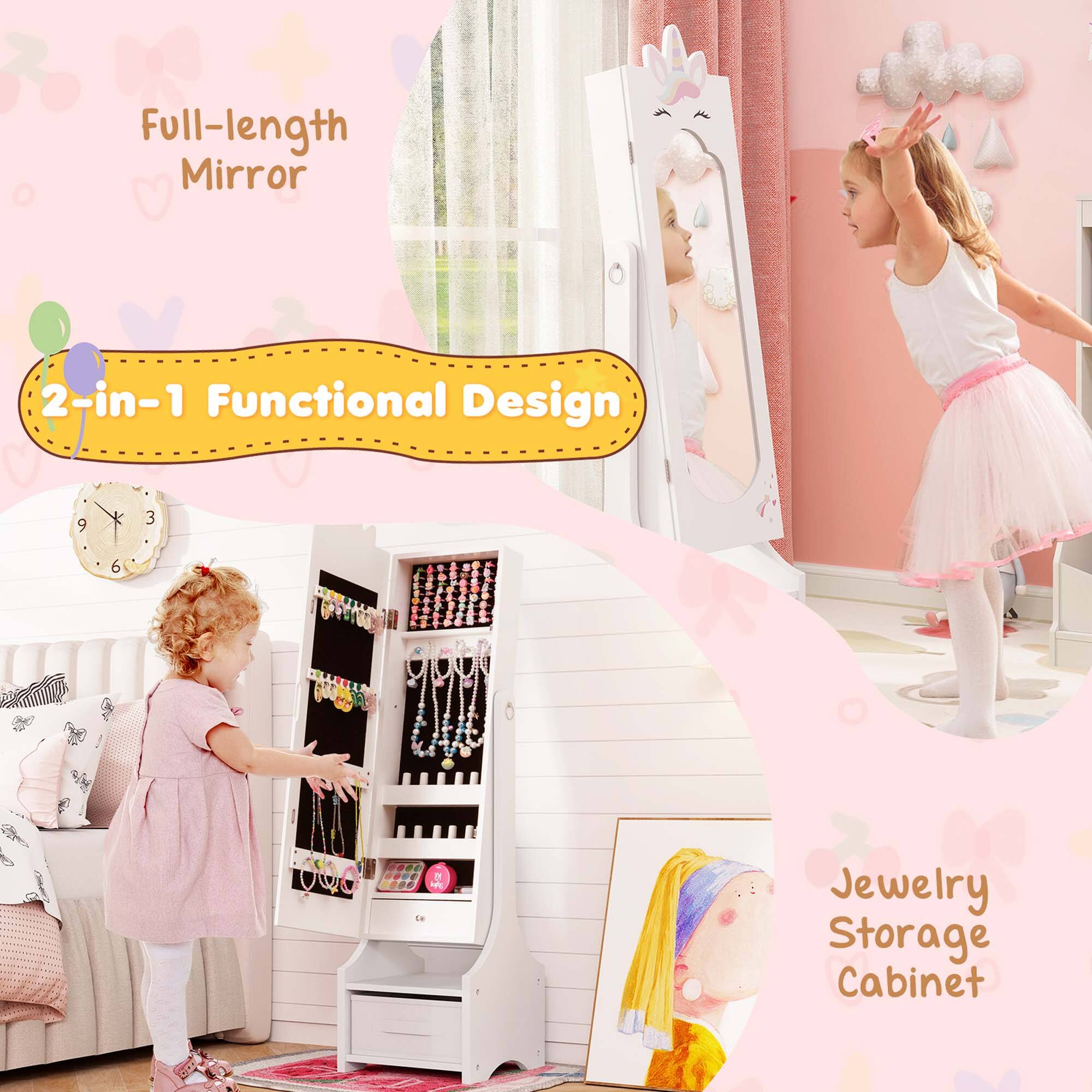 Full-length Mirror  
2-in-1 Functional Design  
Jewelry Storage Cabinet