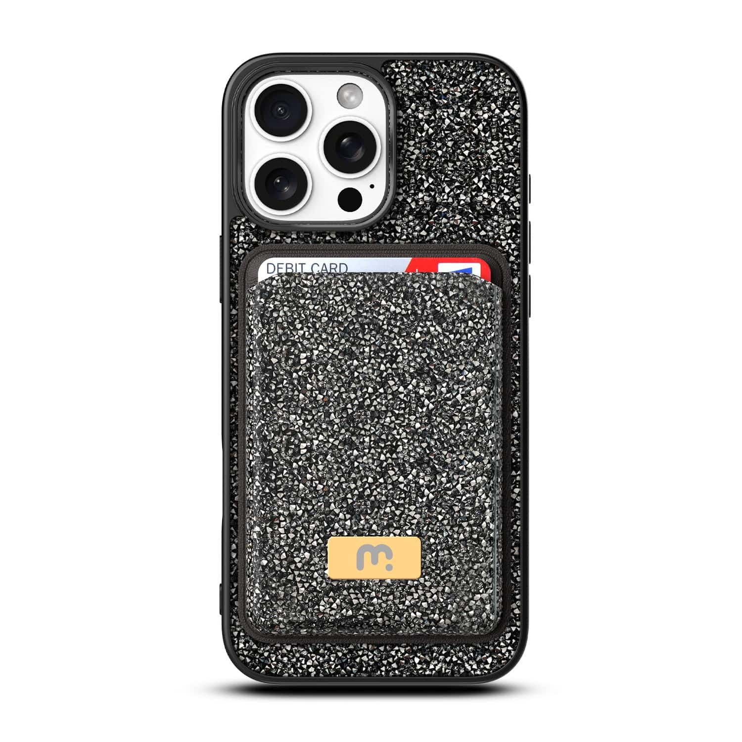 Mybat Pro - Bijou Series MagSafe Bundle with Diamond Case + MagStash Wallet for Apple iPhone 16 Pro Max - Graphite Smoke - Black