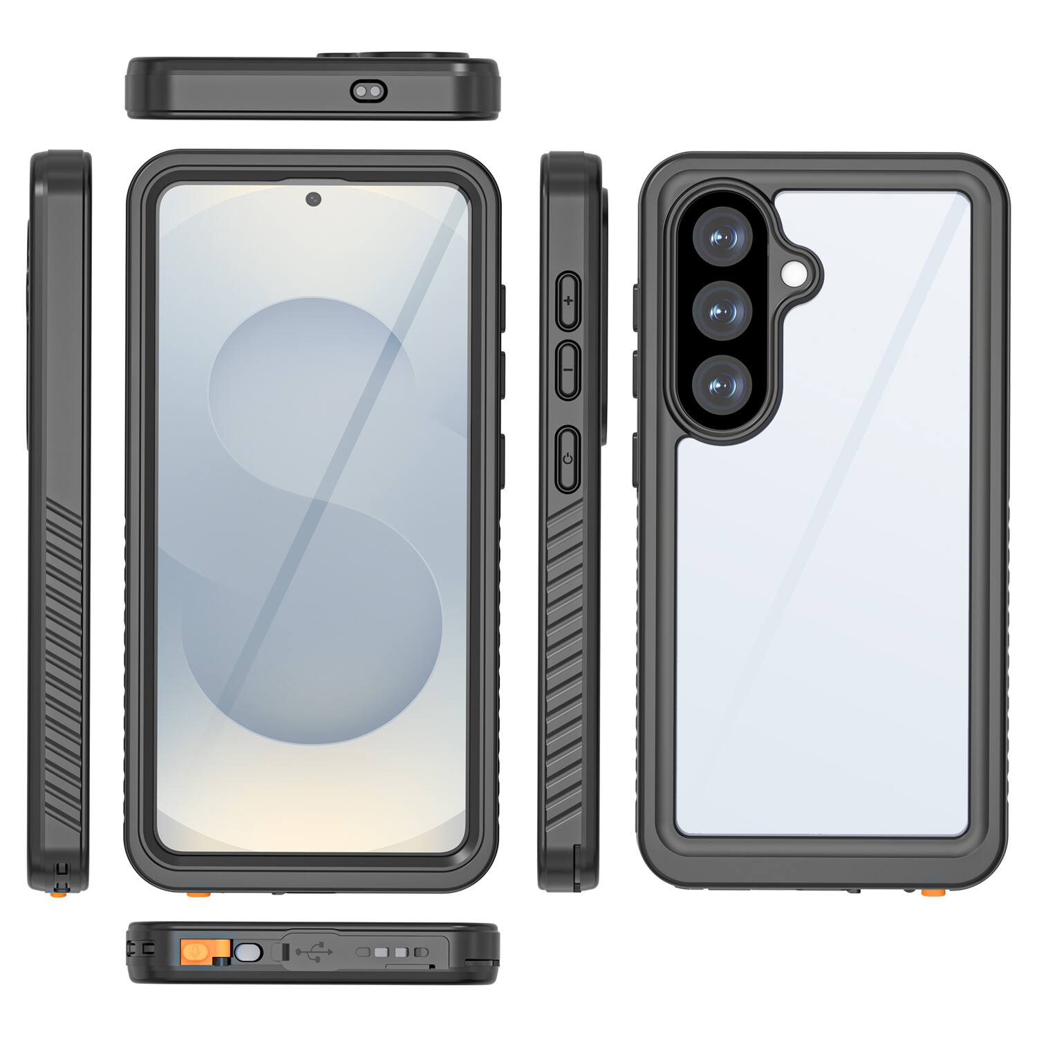 Alt View 4. Dteck - Waterproof Full Body Case for Samsung Galaxy S26 Clear Shockproof Cover with Screen Protector Dustproof Rugged Shell - Black.