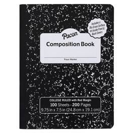 Pacon - Composition Books with Dry Erase Surfaces, Black Marble, 3/8" Ruled w/ Margin , 100 sheets