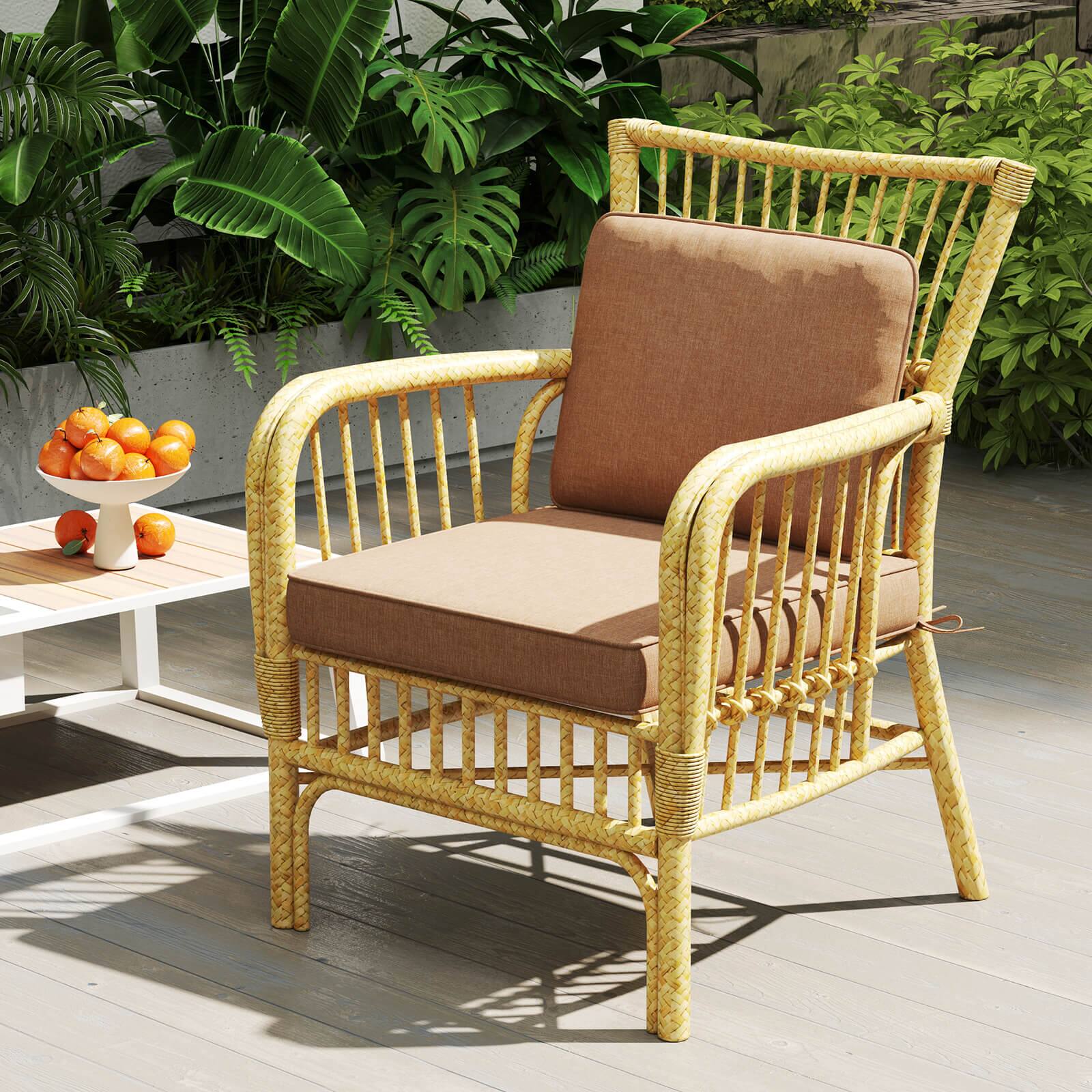 Alt View 1. Costway - Costway 4-Pack 24" x 24" Deep Seat Cushion & Back Pillow with Removable Covers Outdoor - Beige.