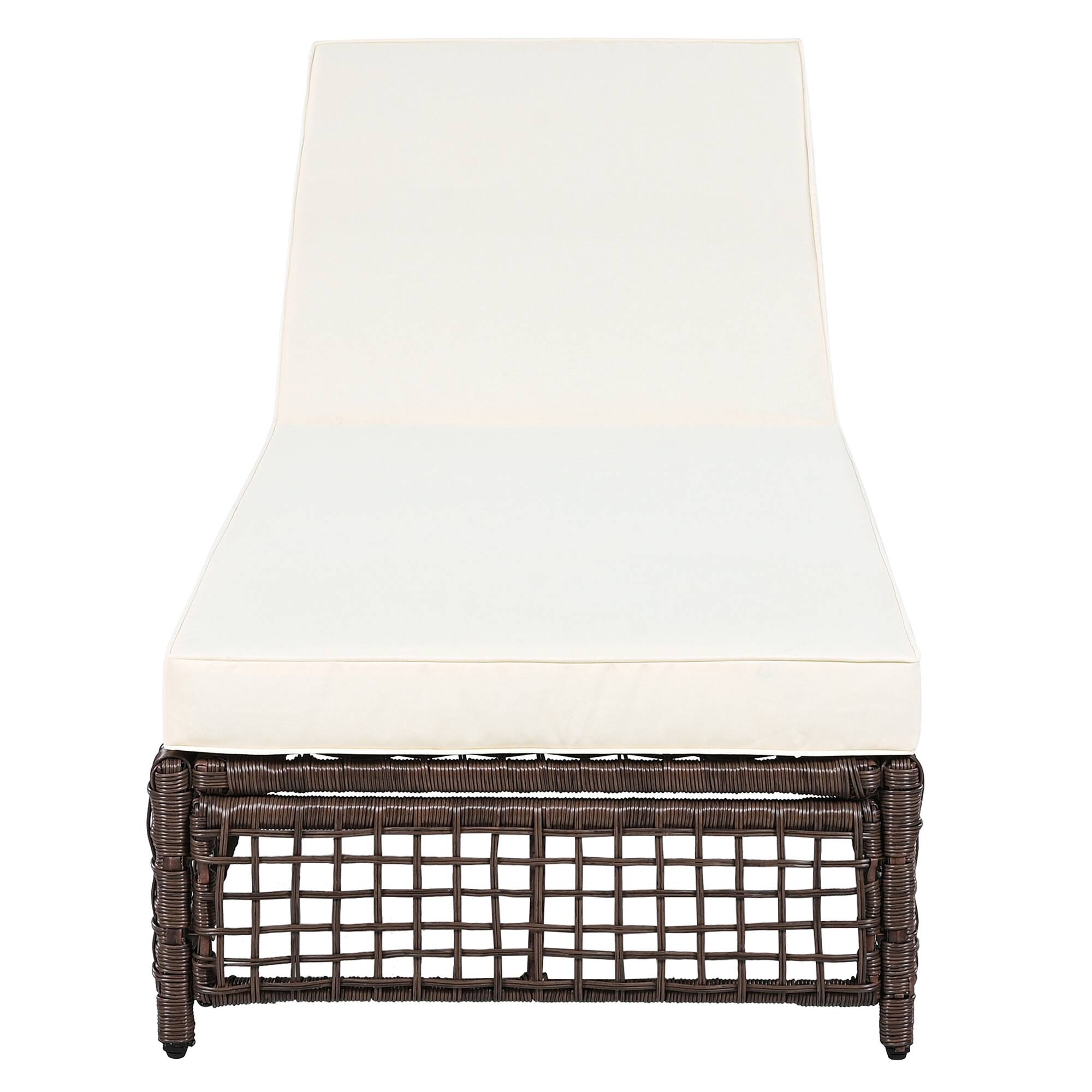 Alt View 9. Tiramisubest - Outdoor Rattan Chaise Lounge with 5-Position Backrest,Cushion and Wheels for Poolside,Backyard,Garden (Brown+Beige) - Brown+Beige.