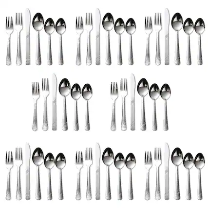 Front. KITCHENTREND - Kitchentrend48 Pcs Cutlery Set For 8 Stainless Steel Knife Fork Spoon Tableware Flatware Set Kitchen Dinnerware Gift - Silver.