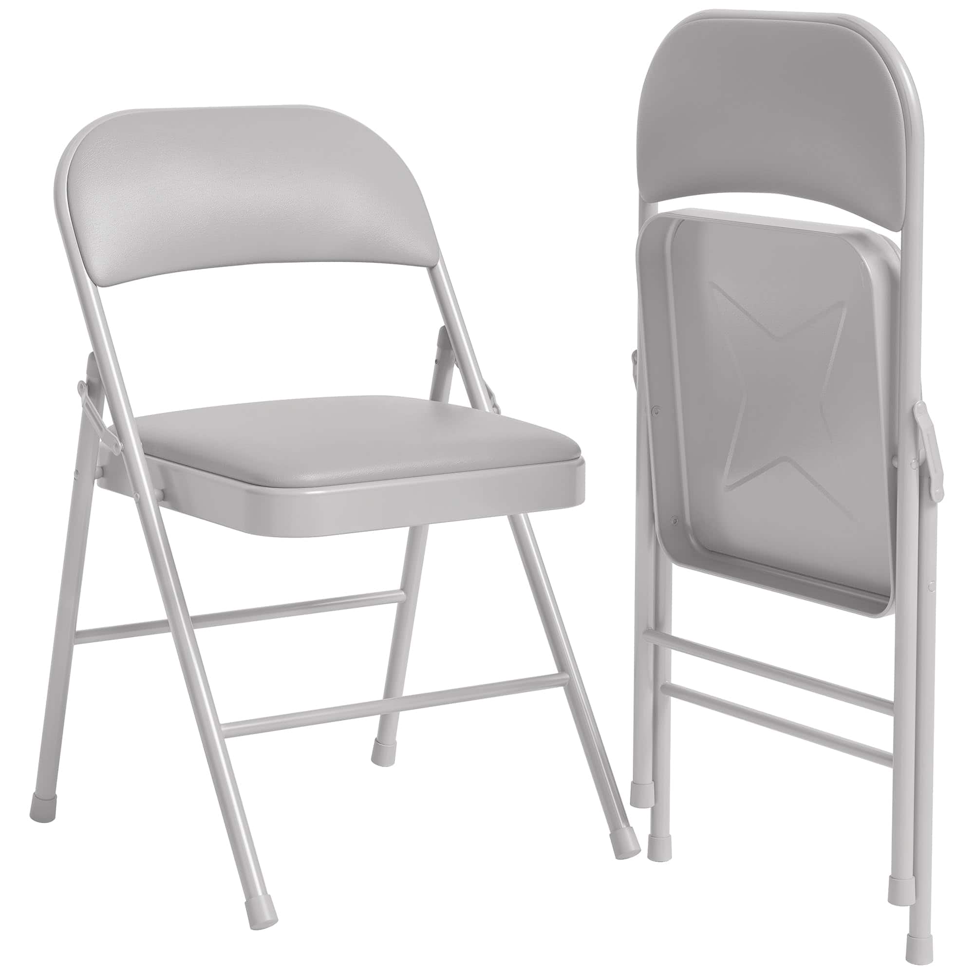 Homhougo - 2 Pack Grey Folding Chairs with Padded Cushion and Back, Folding Chairs for Outside - Gray