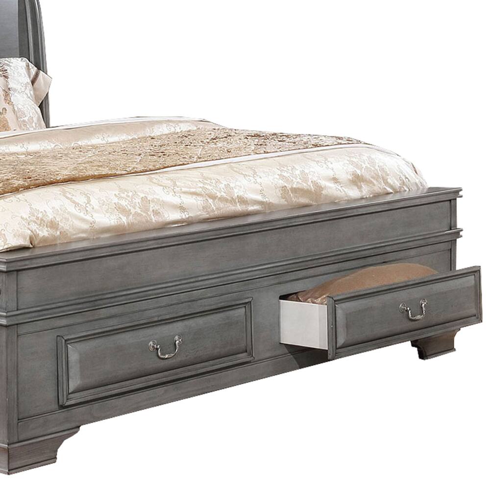 Alt View 3. Manhattan Lane - Wooden Queen Size Bed with Spacious Storage Drawers, Gray - Gray.