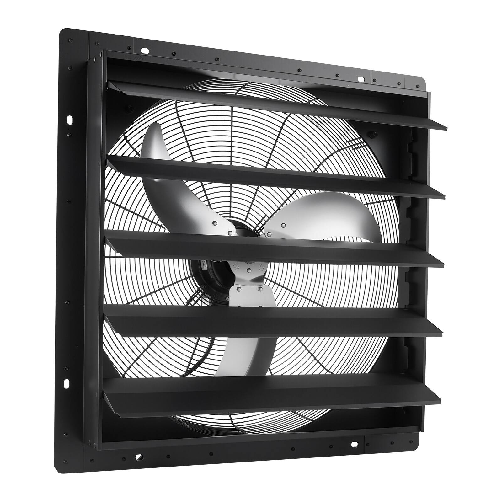 Alt View 5. VEVOR - 24 in Shutter Exhaust Fan Wall-Mount Automatic Louvers Variable Speed, Sturdy Steel Housing, Low Noise, AC Motor - Black.