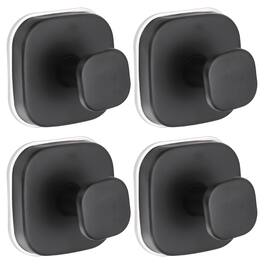 Unique Bargains - 4pcs Suction Cup Hook for Shower, No Drill Stainless Steel Square Hanger, Removable Reusable for Bathroom Kitchen Mirror - Black