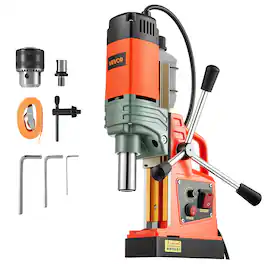 VEVOR - Magnetic Drill Press, 1400 W, 2 in Boring Diameter, 2810 lbf Power Portable Mag Drill Press, 0–800 RPM Adjustable Speed - Orange;Black
