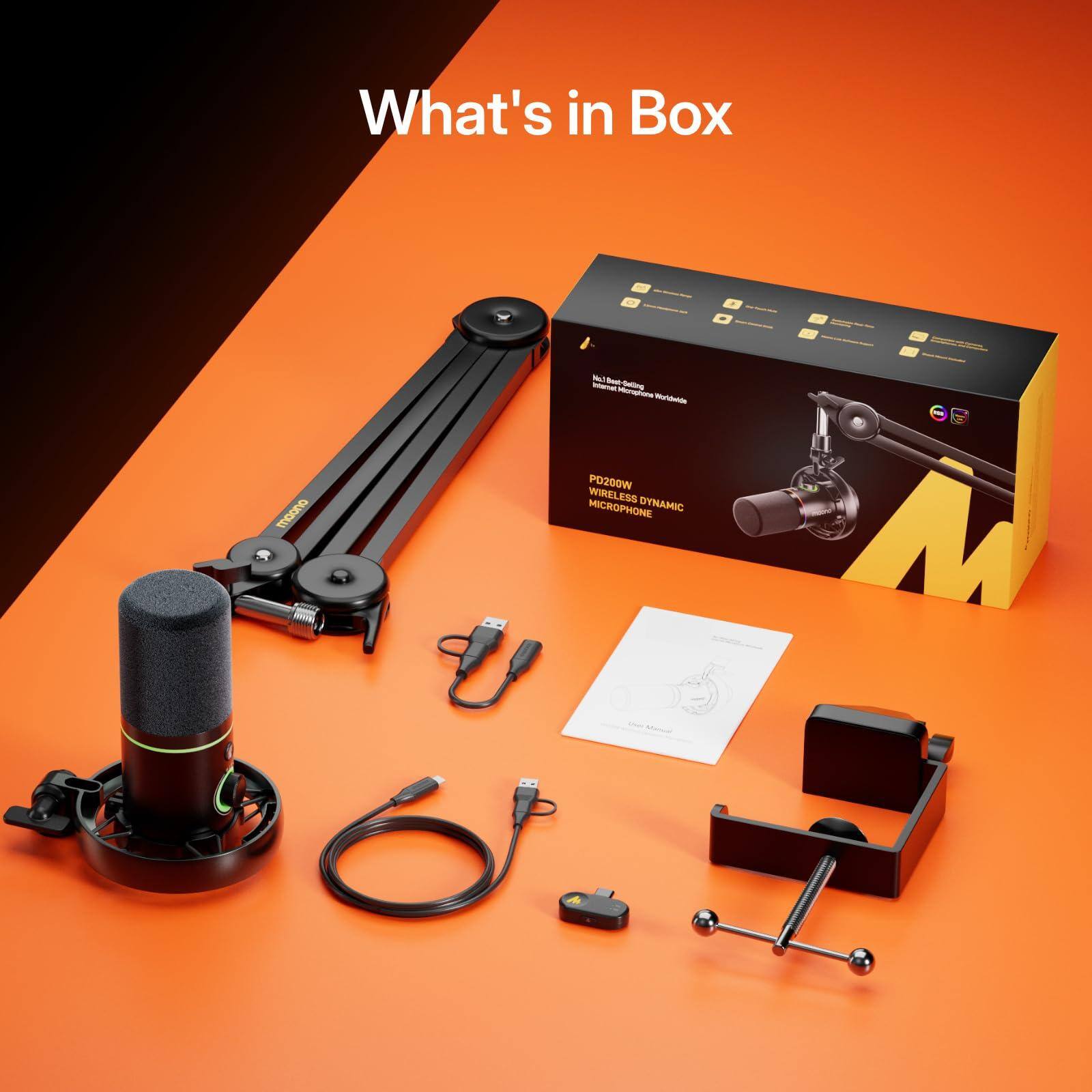 What's in Box

- PD200W WIRELESS MICROPHONE DYNAMIC