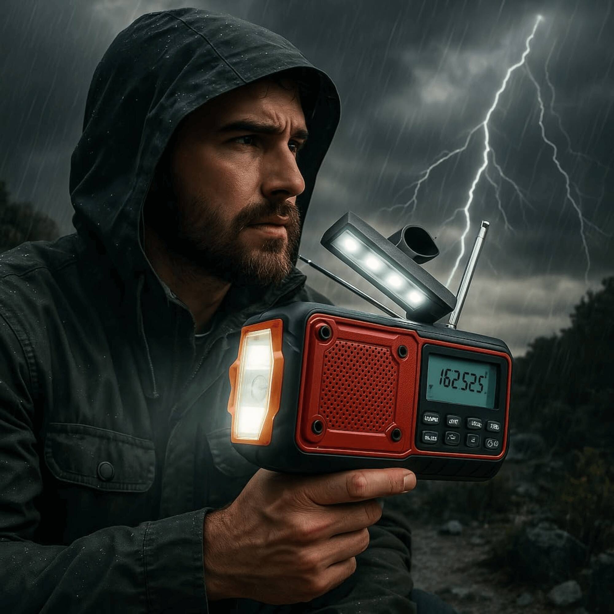 Alt View 5. Supersonic - Guardian NOAA AM/FM Multi-Powered Emergency Weather Radio with Flashlight - Red.