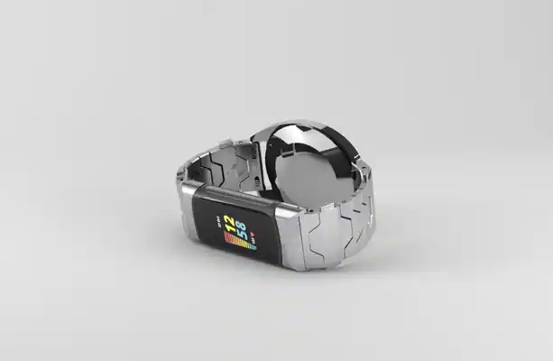 Front. Smartlet - Smartlet One Classic - 22mm lug width watch - Fitbit Charge - Silver.