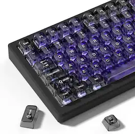 Womier - Clear keycaps,Transparent Crystal keycap Set,Shine Through MDA Profile for Cherry Mx Switches Mechanical Keyboard - Purple-grey
