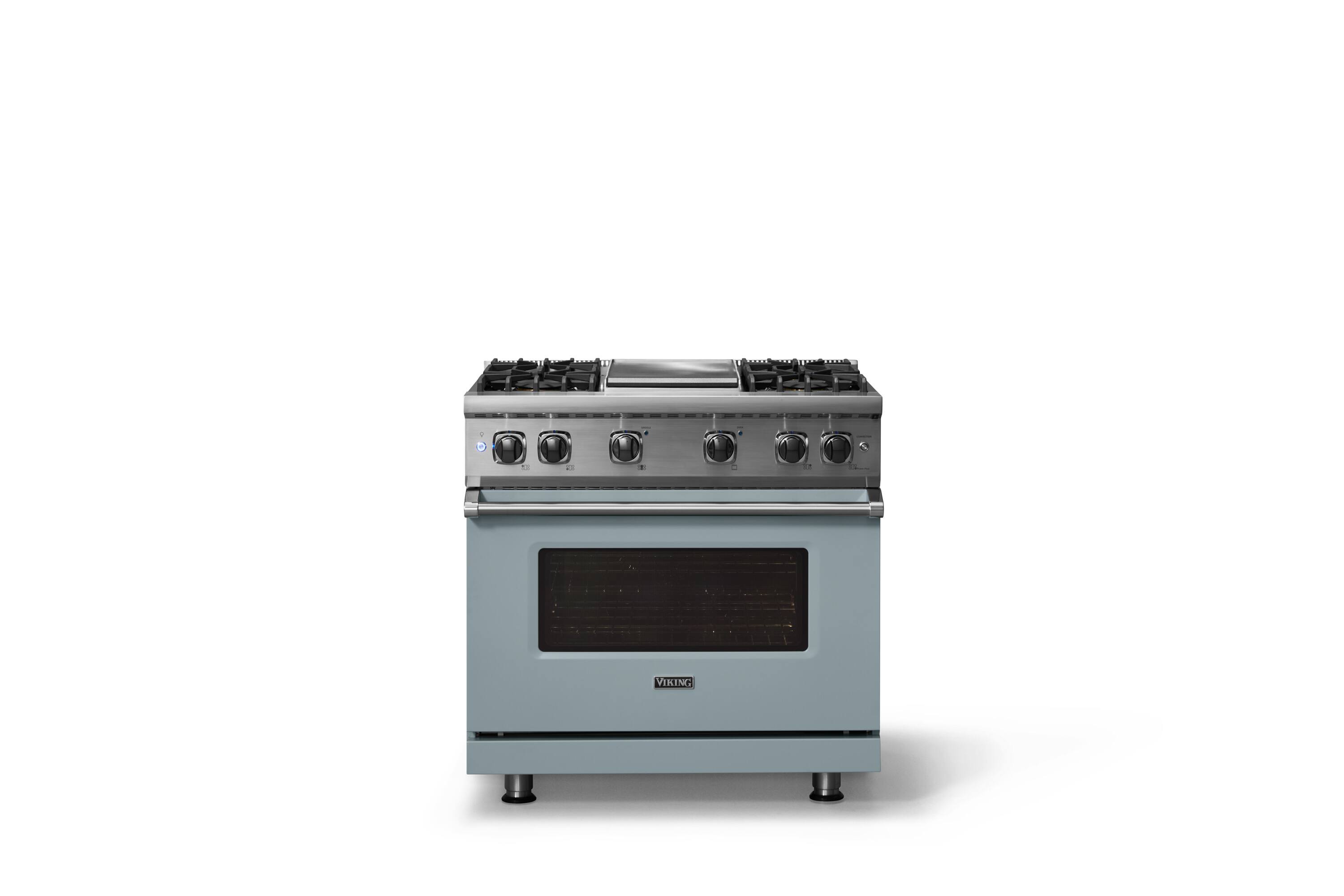 Alt View 1. Viking - 5.1 Cu. Ft. 36"W Freestanding LP Gas Sealed 4 Burner Range with Griddle - November Sky.