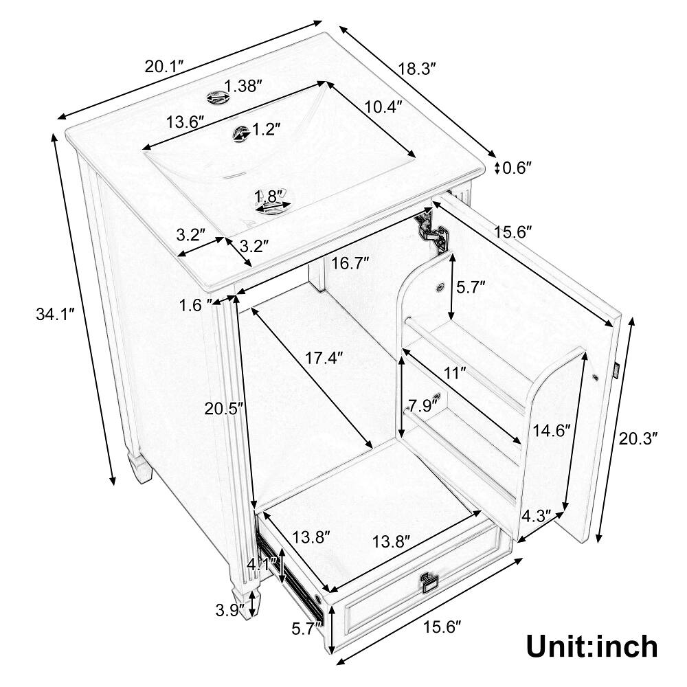 20.1" 1.38" 13.6" 1.2"
18.3" 10.4"
0.6"
1.8"
34.1"
3.2" 1.6"
3.2"
16.7"
15.6" 5.7"
17.4"
11"
20.5"
7.9"
14.6"
20.3"
13.8" 4.1"
13.8"
4.3"
3.9"
5.7"
15.6"
Unit: inch