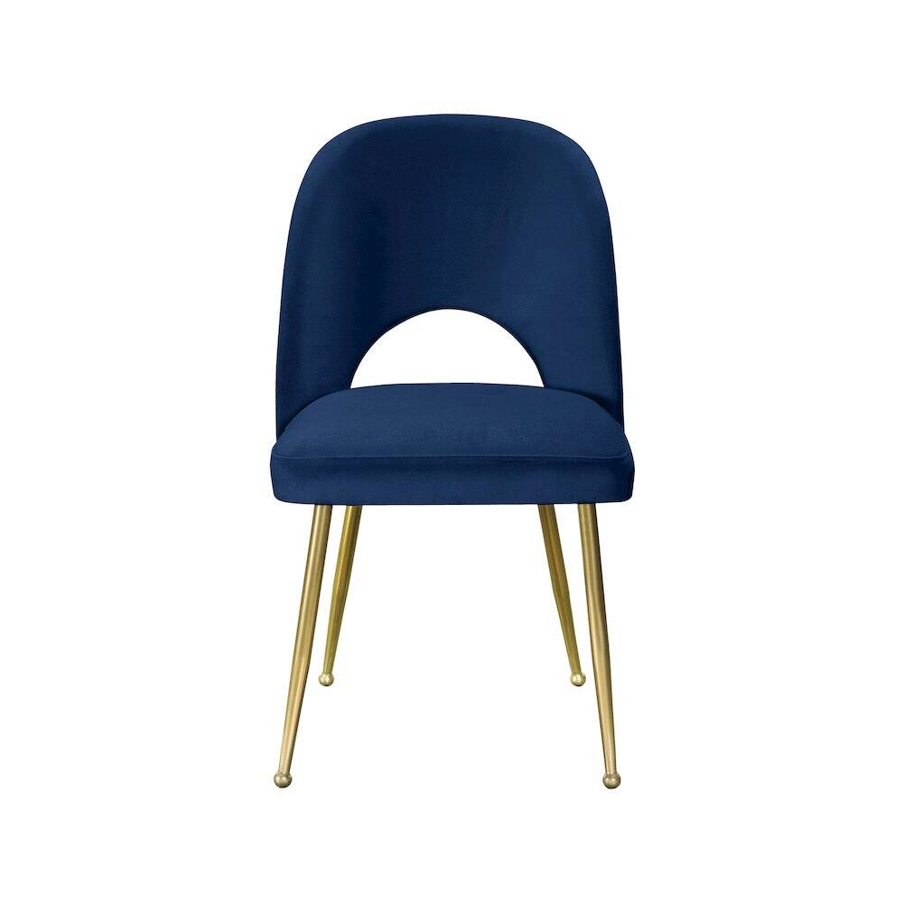 Alt View 2. Meridian Furniture - Logan Navy Velvet Dining Chair, Set of 2 - Blue.