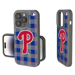 Keyscaper - MLB - Philadelphia Phillies - Plaid Soft Touch iPhone Case - 15 - Gray