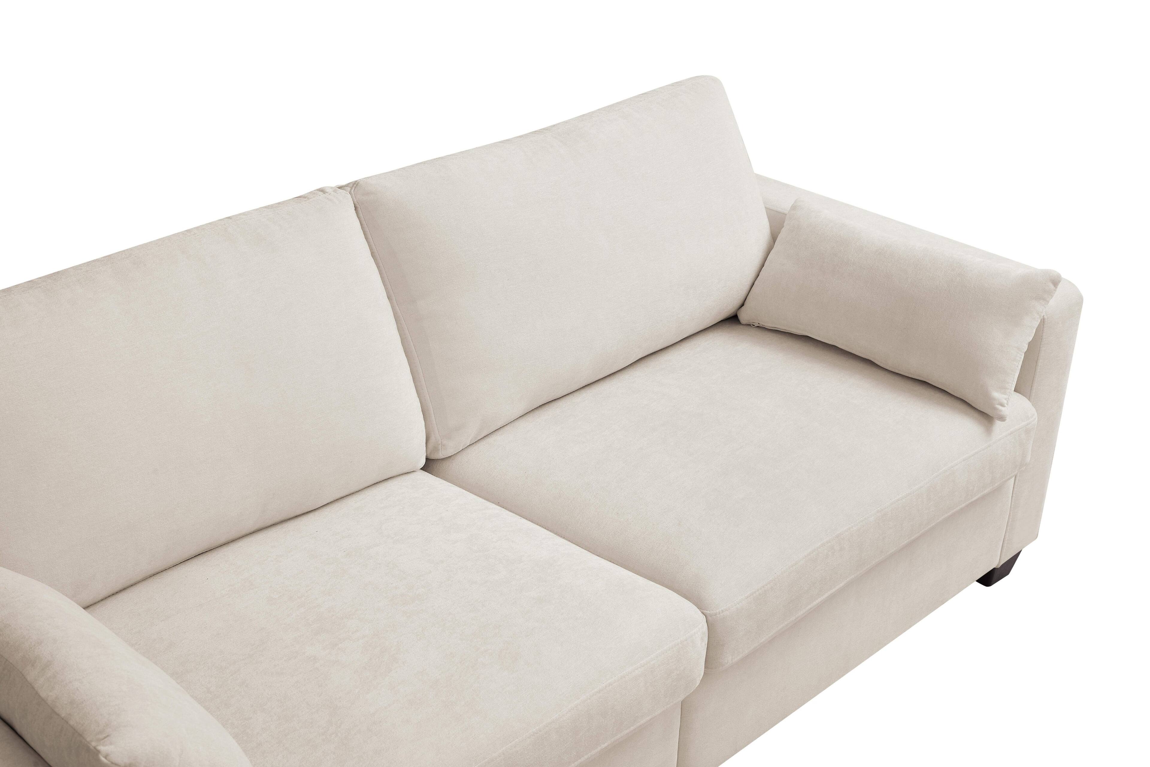 Alt View 1. Roomtec - Modern Loveseat Sofa for Living Room Removable Cover Spring Cushions Solid Wood Frame Wide Armrest for Small Space - Beige.