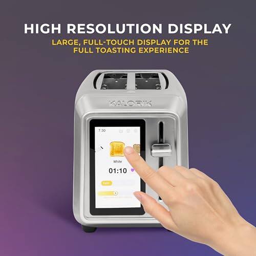 HIGH RESOLUTION DISPLAY  
LARGE, FULL-TOUCH DISPLAY FOR THE FULL TOASTING EXPERIENCE  

KALORIK  
7:30  
White  
01:10