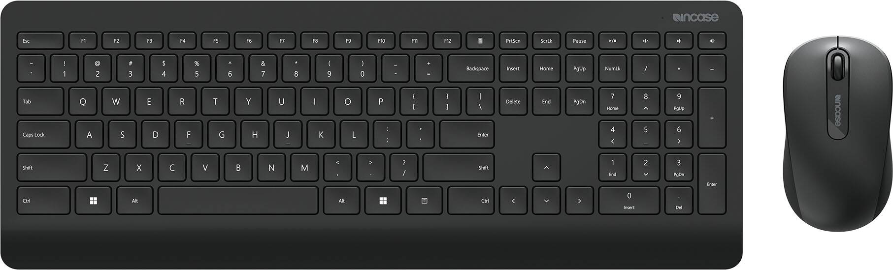 The image features a black computer keyboard and a mouse. The keyboard has a standard layout with a numeric keypad and function keys. The mouse is positioned to the right of the keyboard. The keyboard and mouse are placed on a white background, making them the main focus of the image.