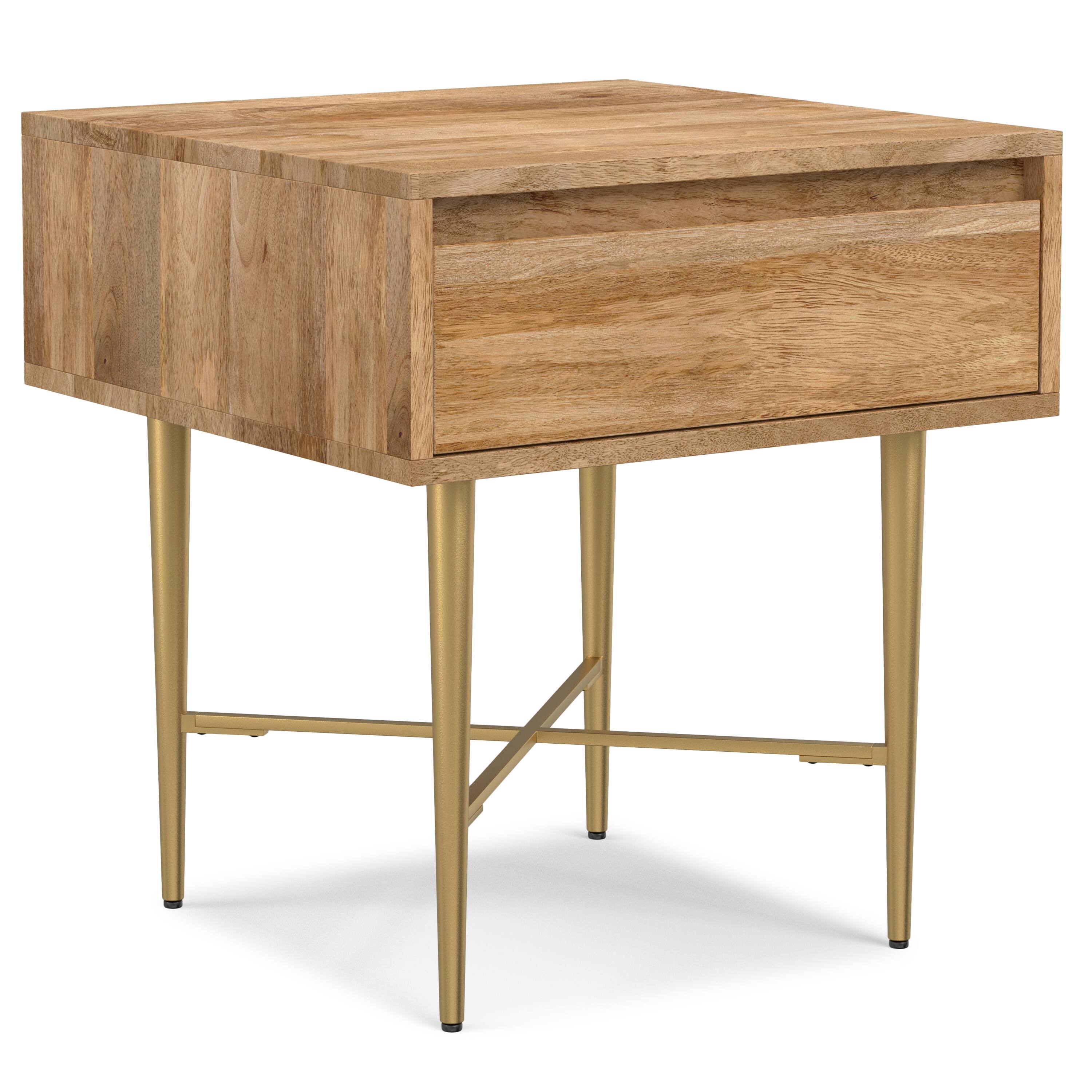 Alt View 2. Simpli Home - Fallon SOLID MANGO WOOD 20 inch Wide Square Contemporary End Table with Drawer in Natural - Natural.