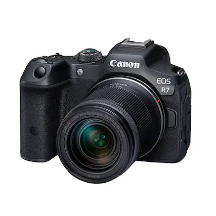 Canon EOS R7 camera with a 15-150mm lens.