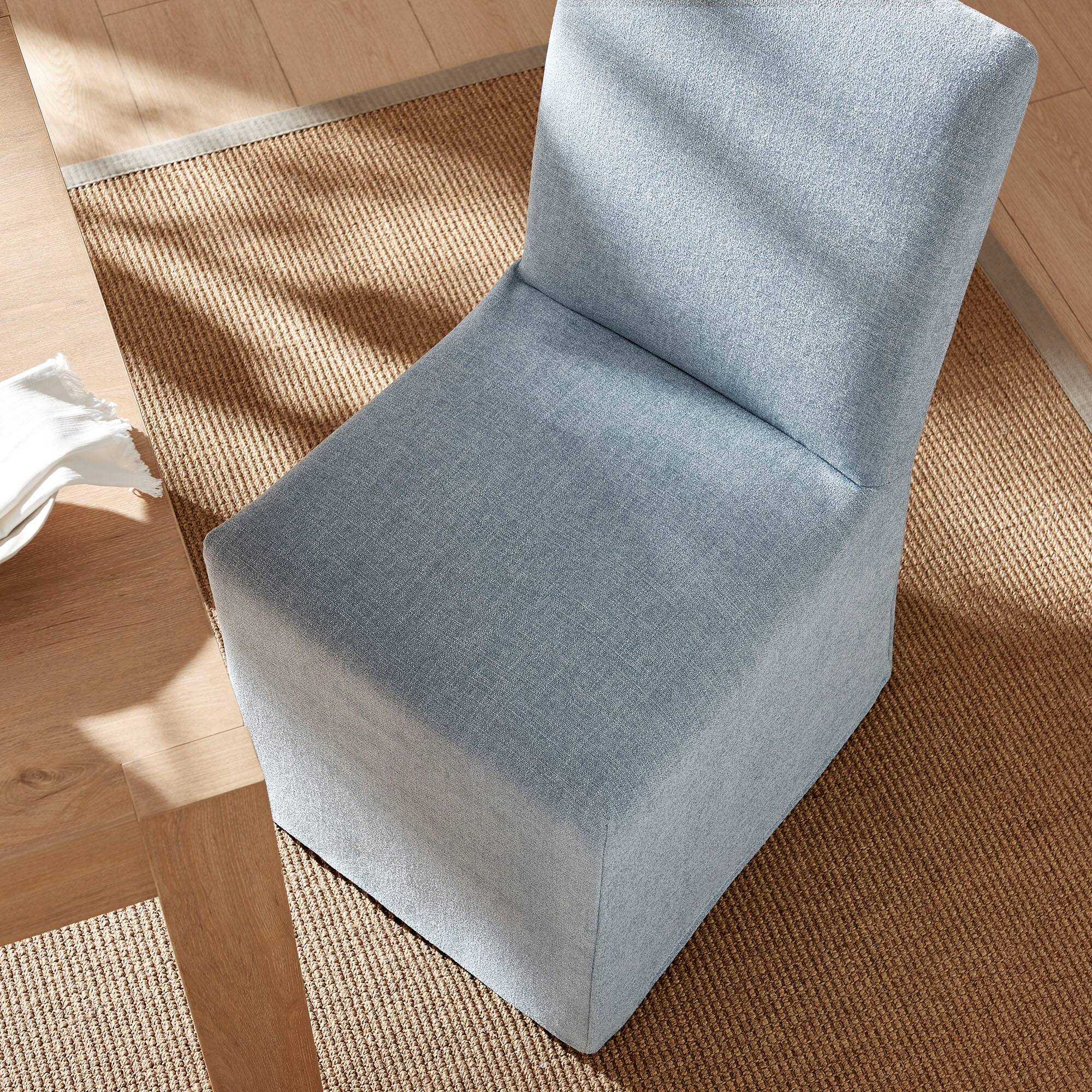 Alt View 2. Modway - Aster Slub Weave Fabric Slipcovered Dining Chairs Set of 2 by Modway - Sky.