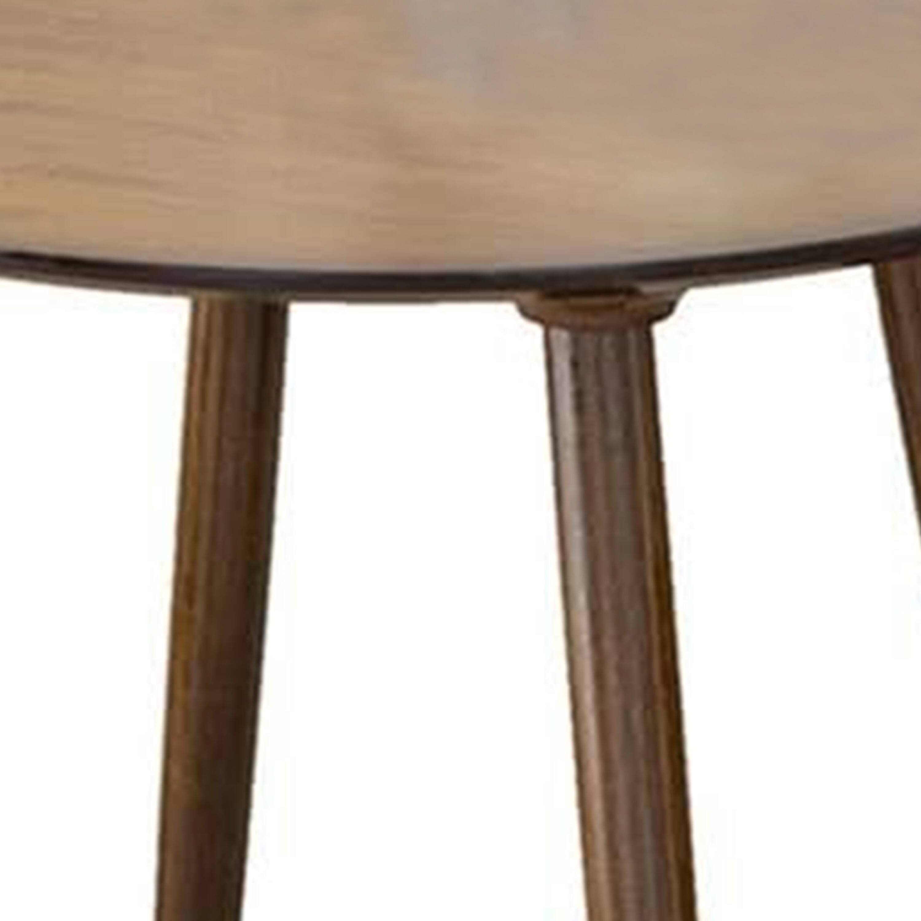 Angle. Manhattan Lane - Ary Side End Table, 24 Inch Round Wood Top, Angled Legs - Walnut Brown.