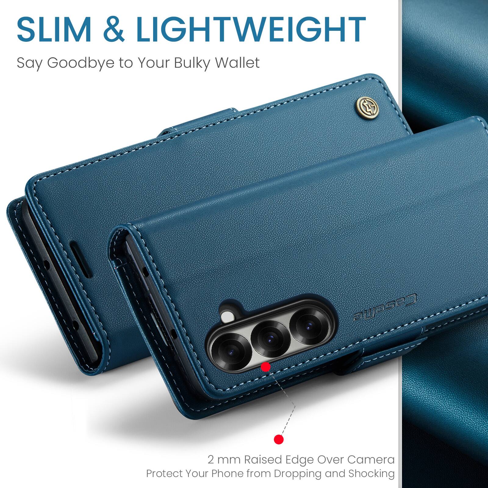 SLIM & LIGHTWEIGHT  
Say Goodbye to Your Bulky Wallet  

2 mm Raised Edge Over Camera  
Protect Your Phone from Dropping and Shocking