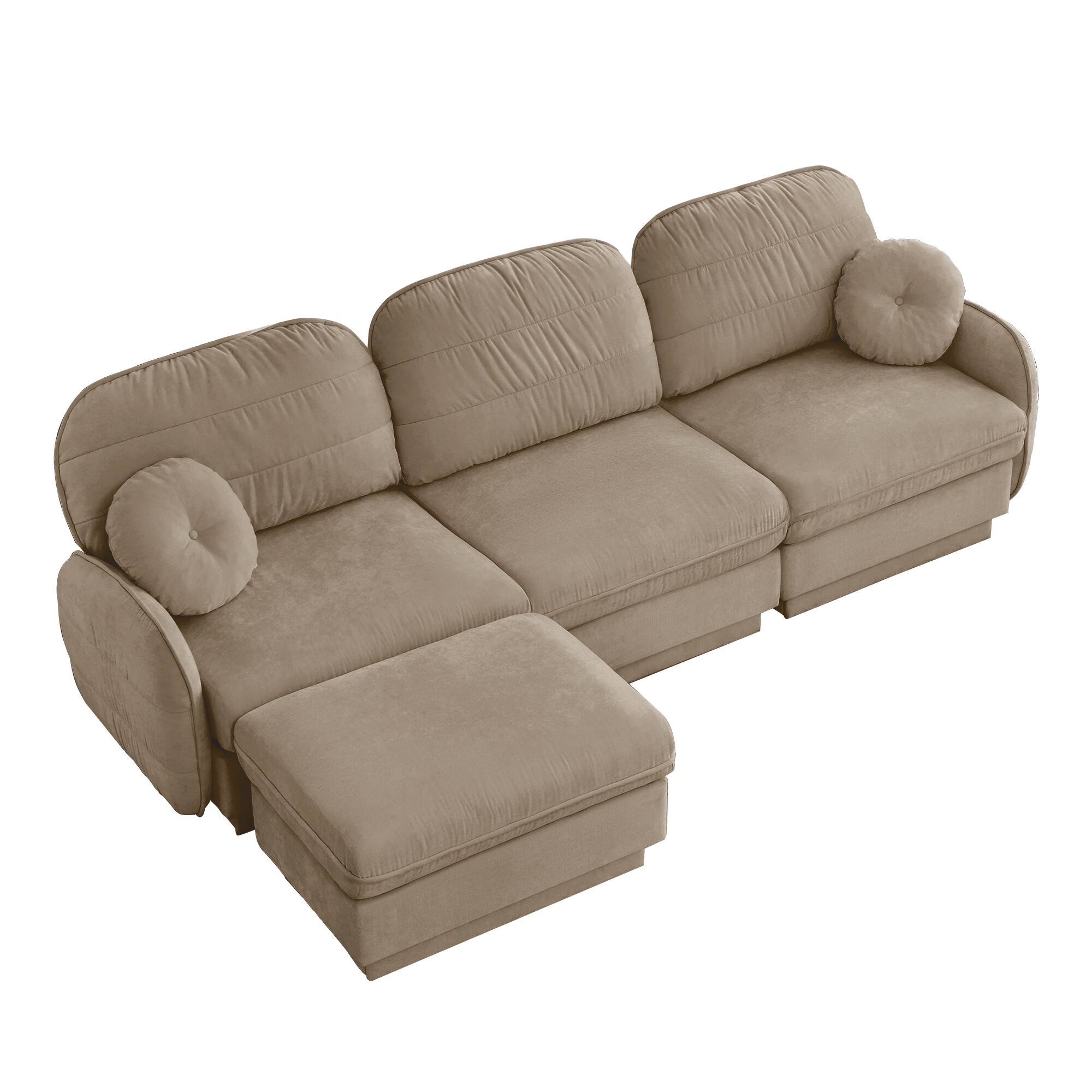 Alt View 10. LOVMOR - 105 inch Chenille Couch L Shaped Deep Seat Storage Ottoman Anti Slip For Living Room Apartment Lounge Plush TV - Light Coffee.