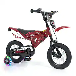Costway - 12" Kids Bike with Removable Training Wheels, Dual Brake System for Ages 3-4 Years - Red