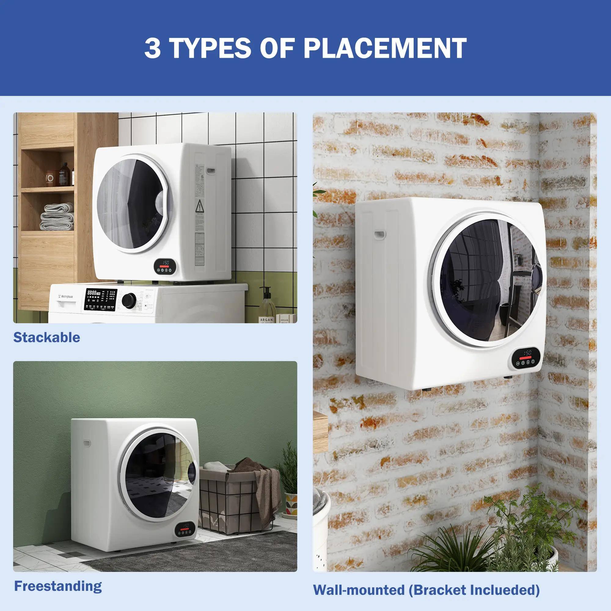 3 TYPES OF PLACEMENT

- Stackable
- Freestanding
- Wall-mounted (Bracket Included)