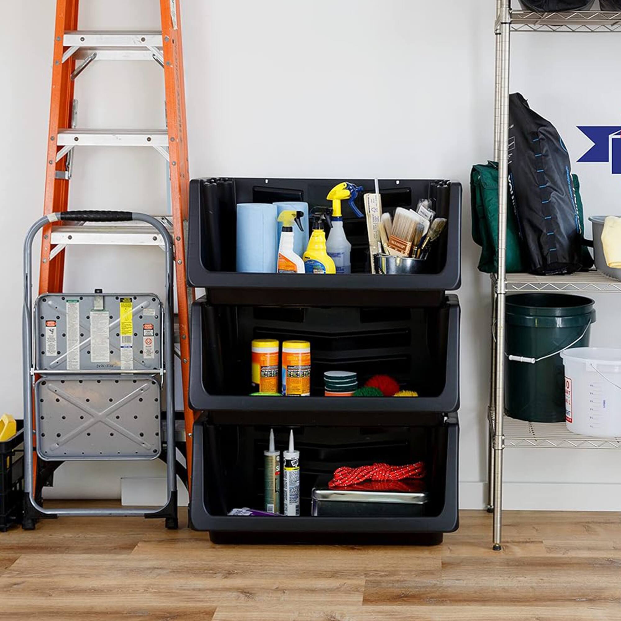 Alt View 2. Mighty Tuff - Mighty Tuff 3 Pack Nesting Stackable Bins for Heavy Duty Space Saving Storage - 0.