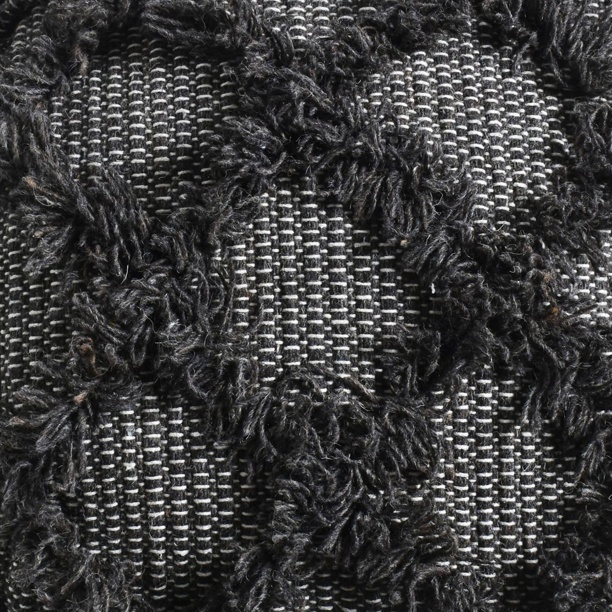 Alt View 3. GOODSILO - Handcrafted Wool and Cotton Square Pouf for Indoor Seating and Decor - Brown.