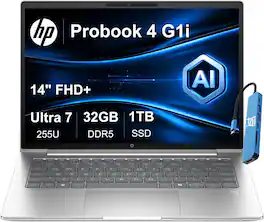 HP - Upgraded - ProBook 4 G1i 14" FHD+ AI Notebook - ProBook 440 - Intel Ultra 7 255U - 32GB Memory - 1TB SSD - Windows 11 Pro - Silver