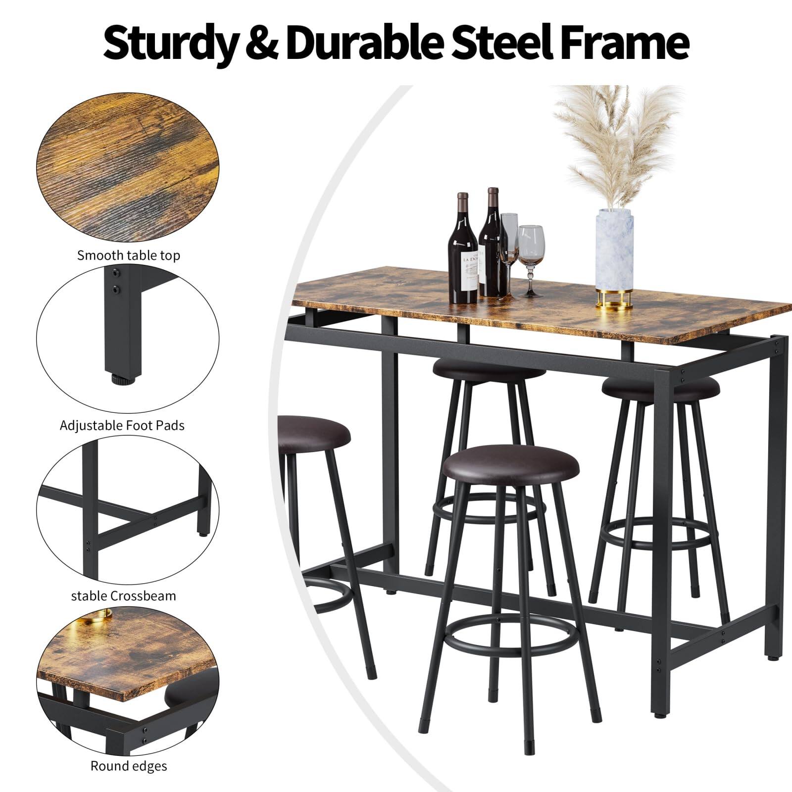 Sturdy & Durable Steel Frame

- Smooth table top
- Adjustable Foot Pads
- Stable Crossbeam
- Round edges