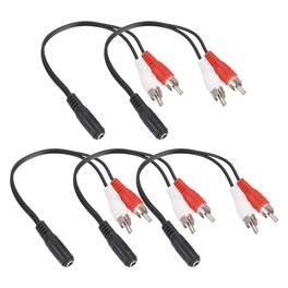 Unique Bargains - 5pcs TRS3.5mm F to RCA Jack Cable (R+W), 0.23m/9in, 2mm PVC Copper Core Audio AUX Cable for TV/Amp/Speaker/Mobile - Black
