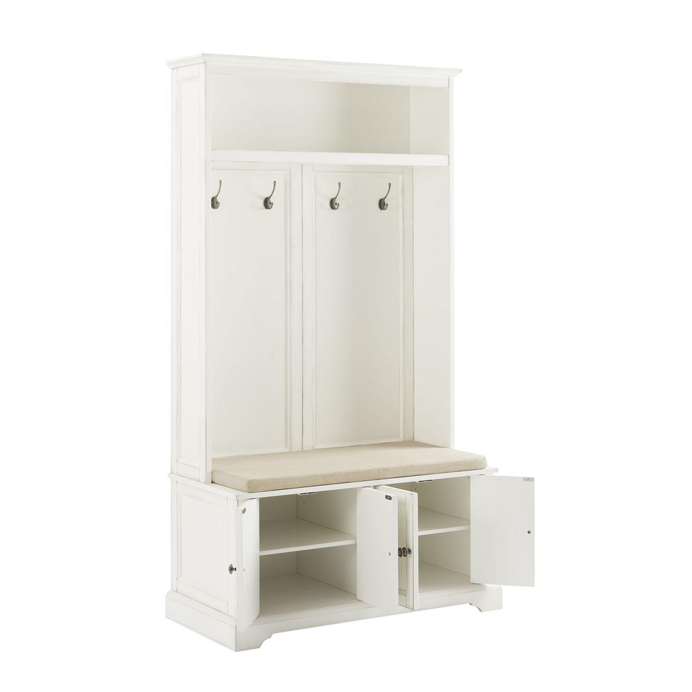 Back. Crosley Furniture - Holbrook Hall Tree - Distressed White.