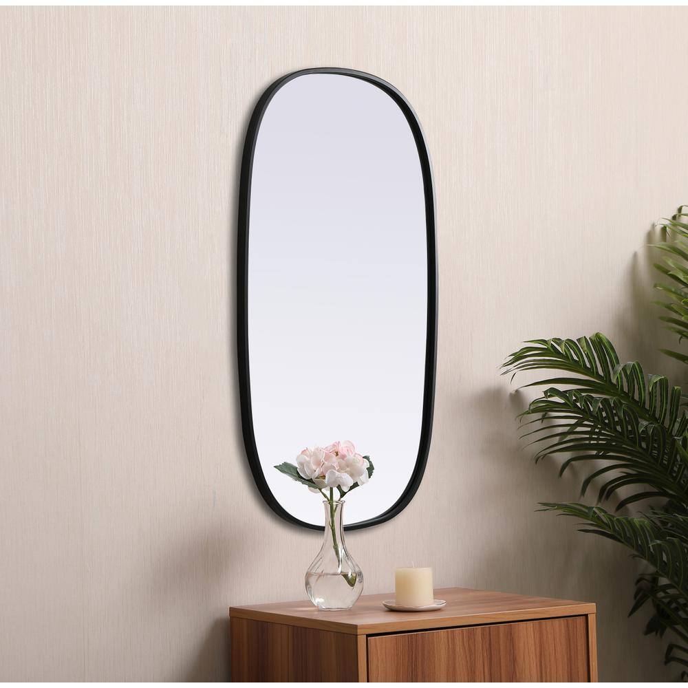 Alt View 4. Elegant Decor - Metal Frame Oval Mirror 20x36 Inch in Black - Black.