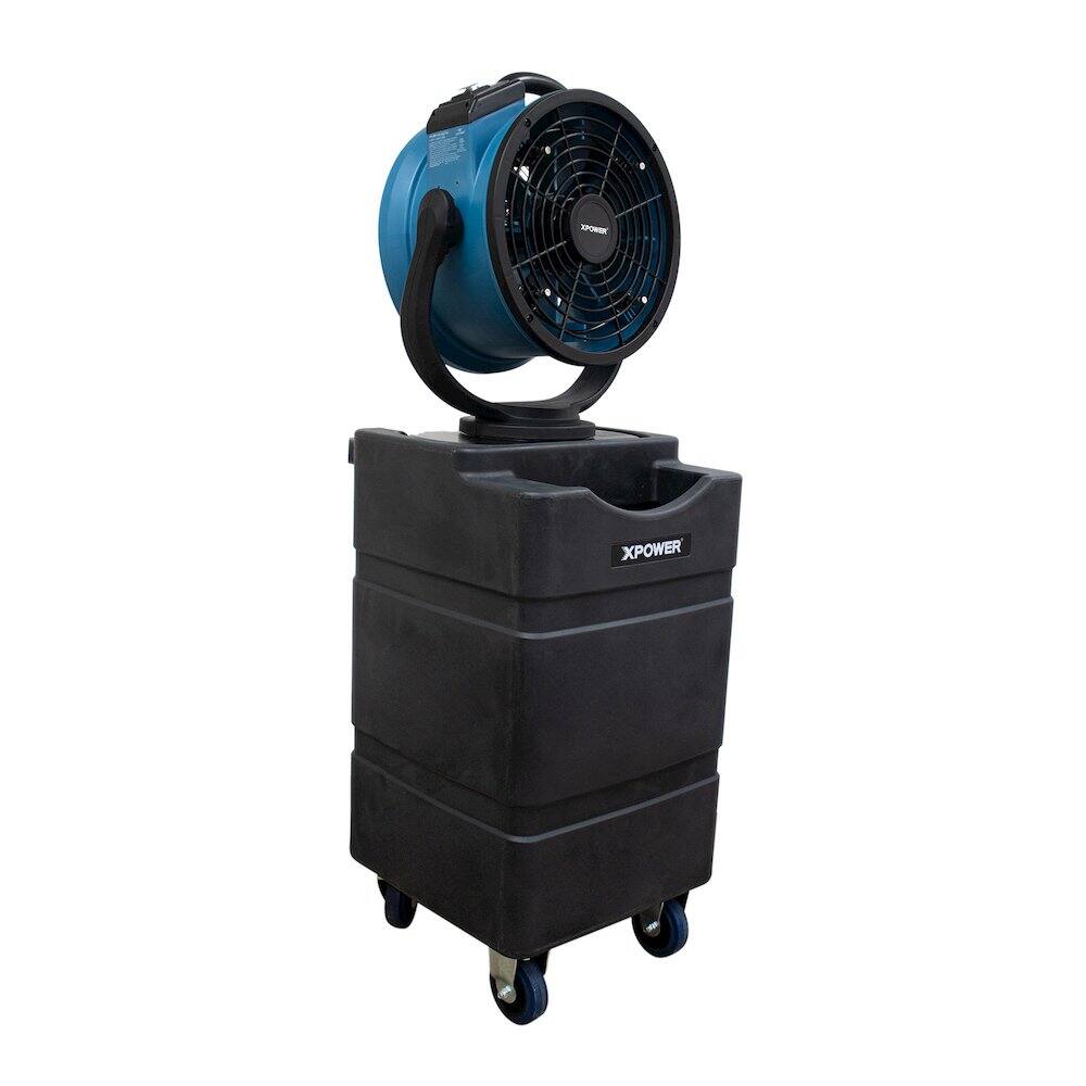 Angle. XPOWER - Oscillating Portable 3 Speed Outdoor Cooling Misting Fan - Blue.