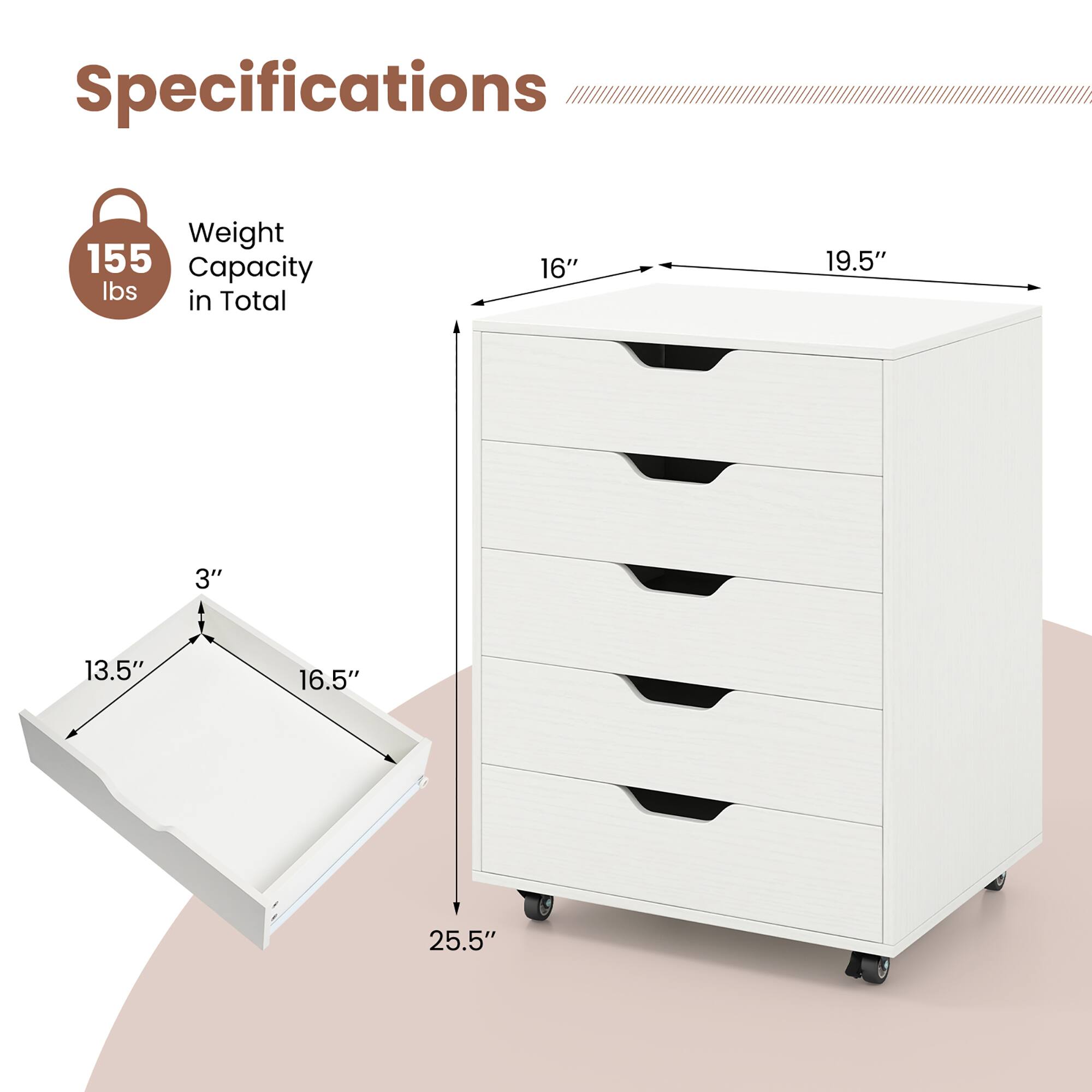 Specifications  
Weight: 155 lbs  
Capacity: 16" x 19.5" x 3" x 13.5" x 16.5" x 25.5"
