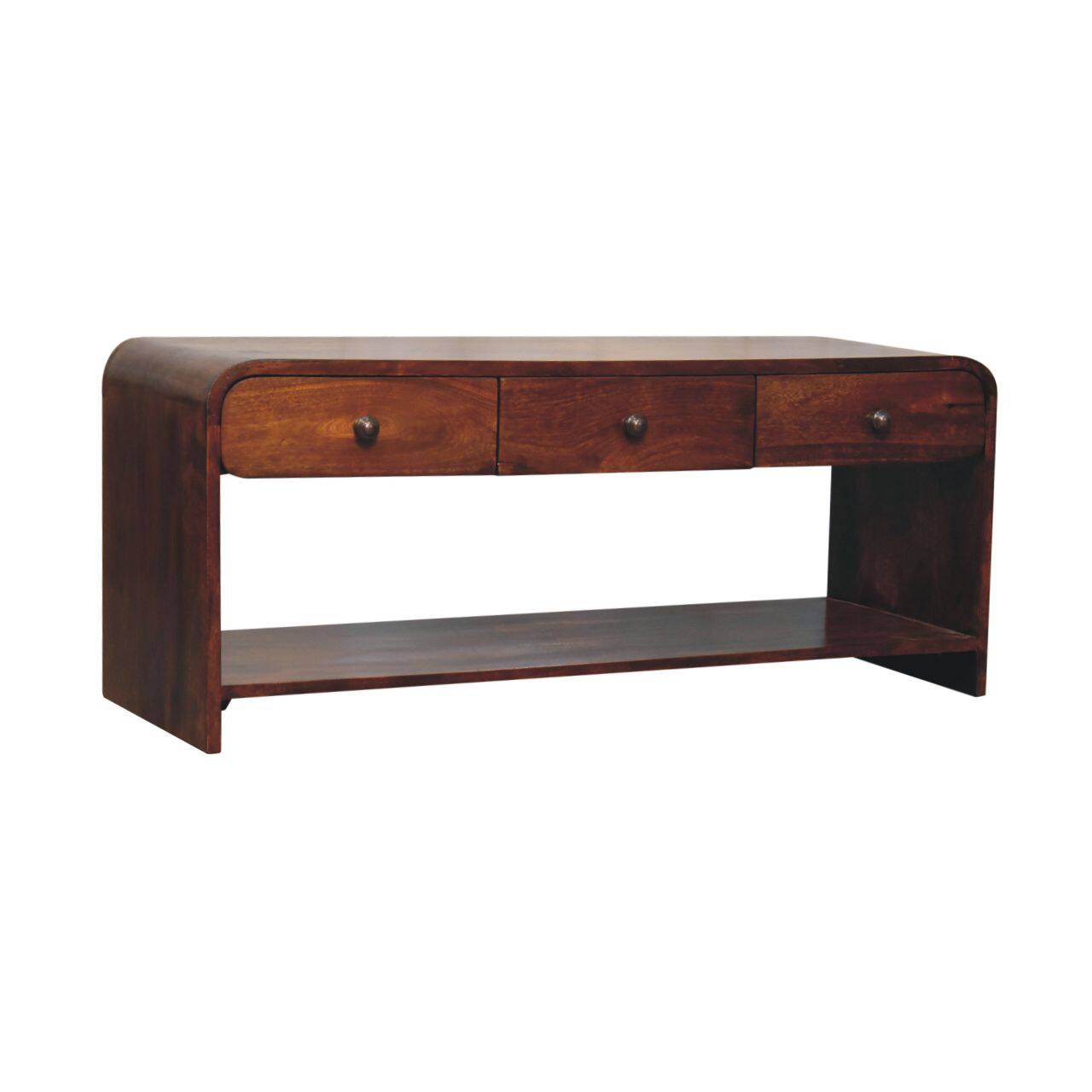 Back. Artisan Furniture - Artisan Furniture Solid Wood Aspen Slim Media Unit, 3 Drawers, 1 Open Slot, Dark Brown - Brown.