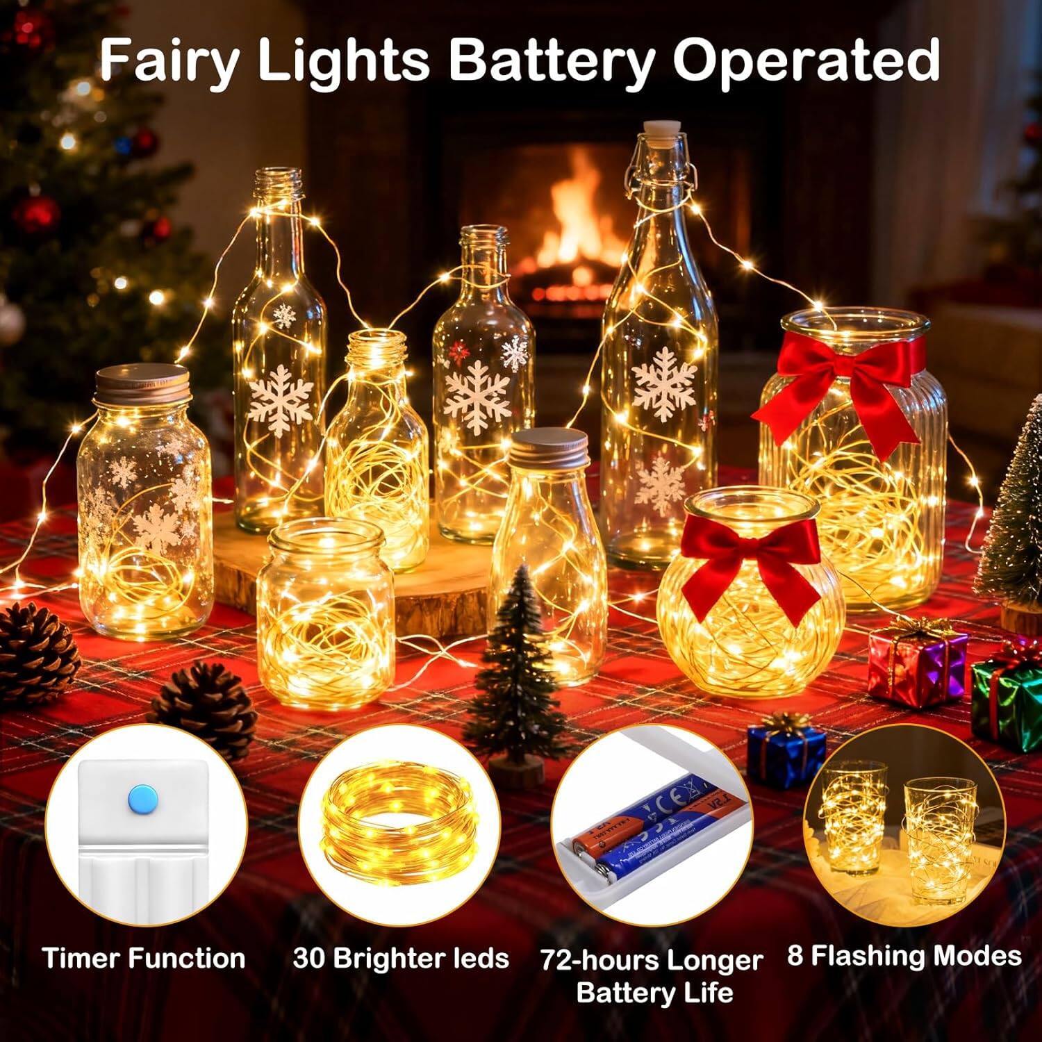 Fairy Lights Battery Operated

- Timer Function
- 30 Brighter LEDs
- 72-hours Longer Battery Life
- 8 Flashing Modes