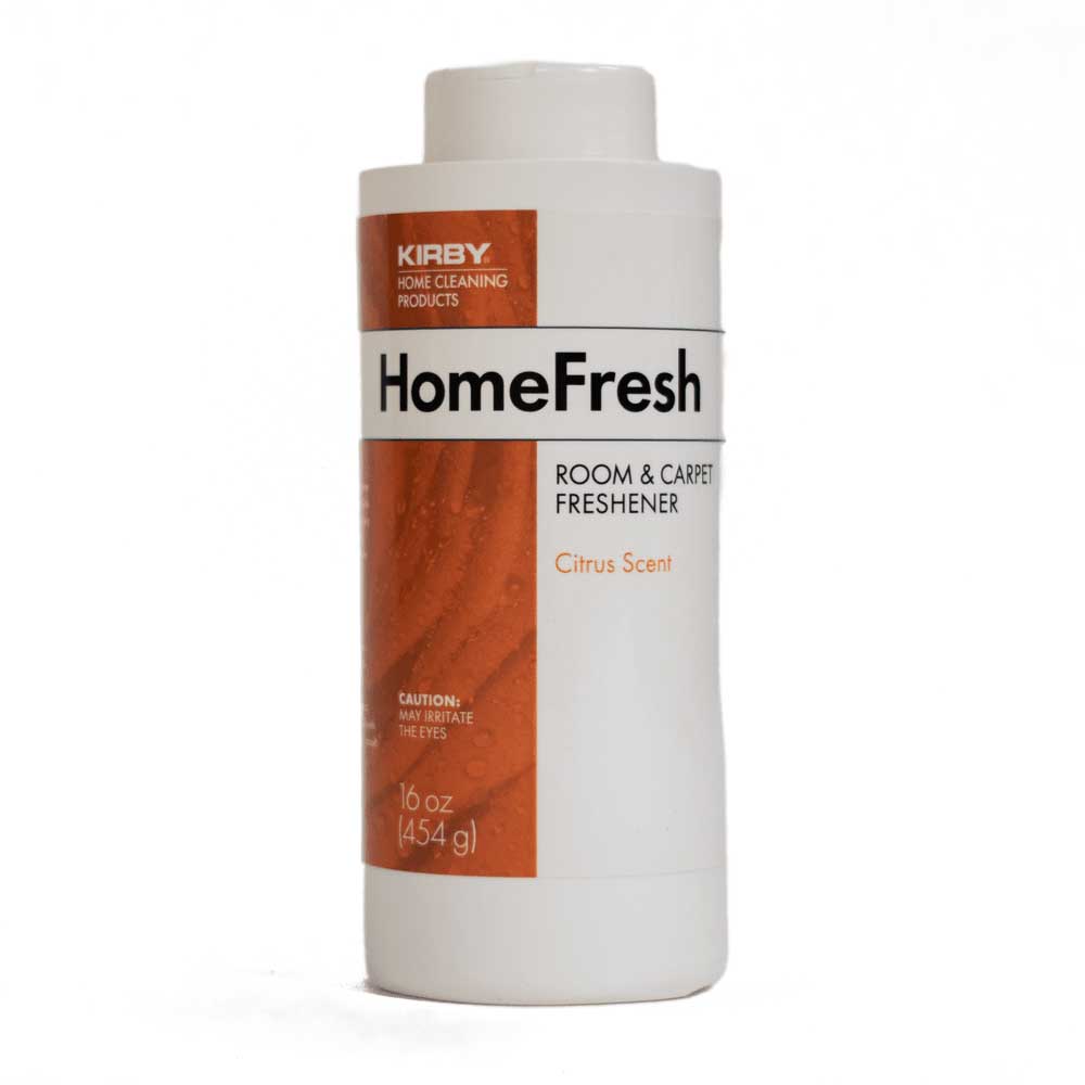 KIRBY HOME CLEANING PRODUCTS  
HomeFresh ROOM & CARPET FRESHENER  
Citrus Scent  
CAUTION: MAY IRRITATE THE EYES  
16 oz (454 g)