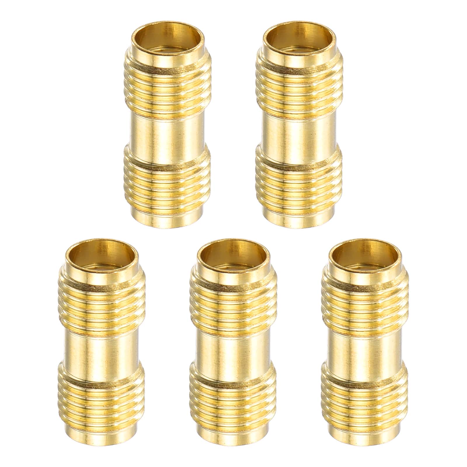 Unique Bargains - 5pcs SMA Straight Adapter, SMA Female to Female 50 Ohm for Antennas/Signal/Test/Router/Car Navigation - Gold
